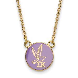 14K Plated Silver Sigma Kappa Small Purple Enamel Logo Necklace